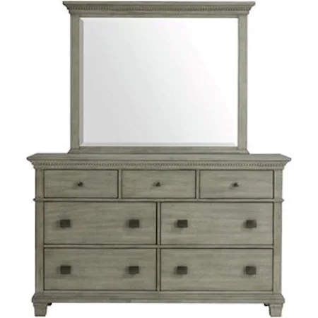 Transitional Dresser and Mirror Set